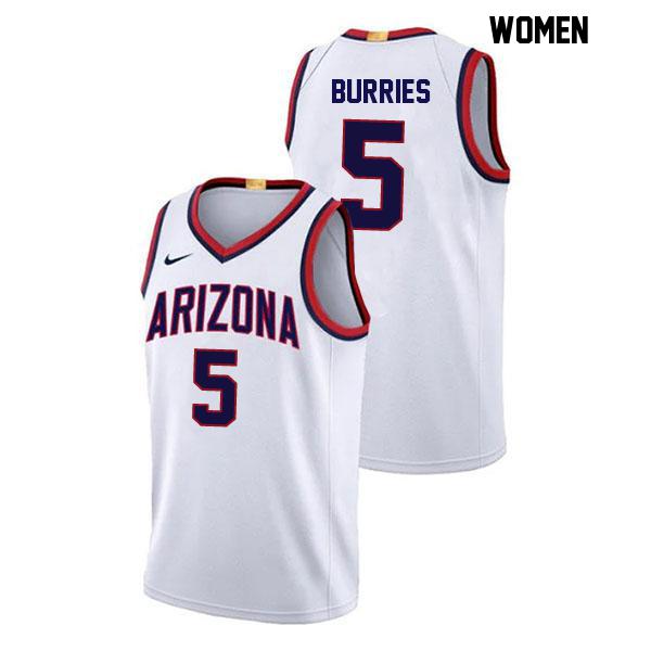 Brayden Burries Womens Stitched Number 5 White Authentic Arizona Wildcats College Basketball Jersey Brayden Burries Womens Stitched Number 5 White Authentic Arizona Wildcats College Basketball Jersey