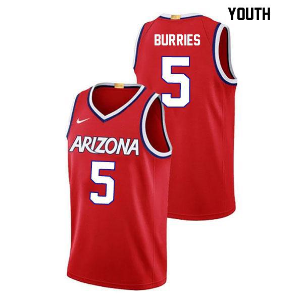 Brayden Burries Stitched Youth Number 5 Red Authentic Arizona Wildcats College Basketball Jersey Brayden Burries Stitched Youth Number 5 Red Authentic Arizona Wildcats College Basketball Jersey